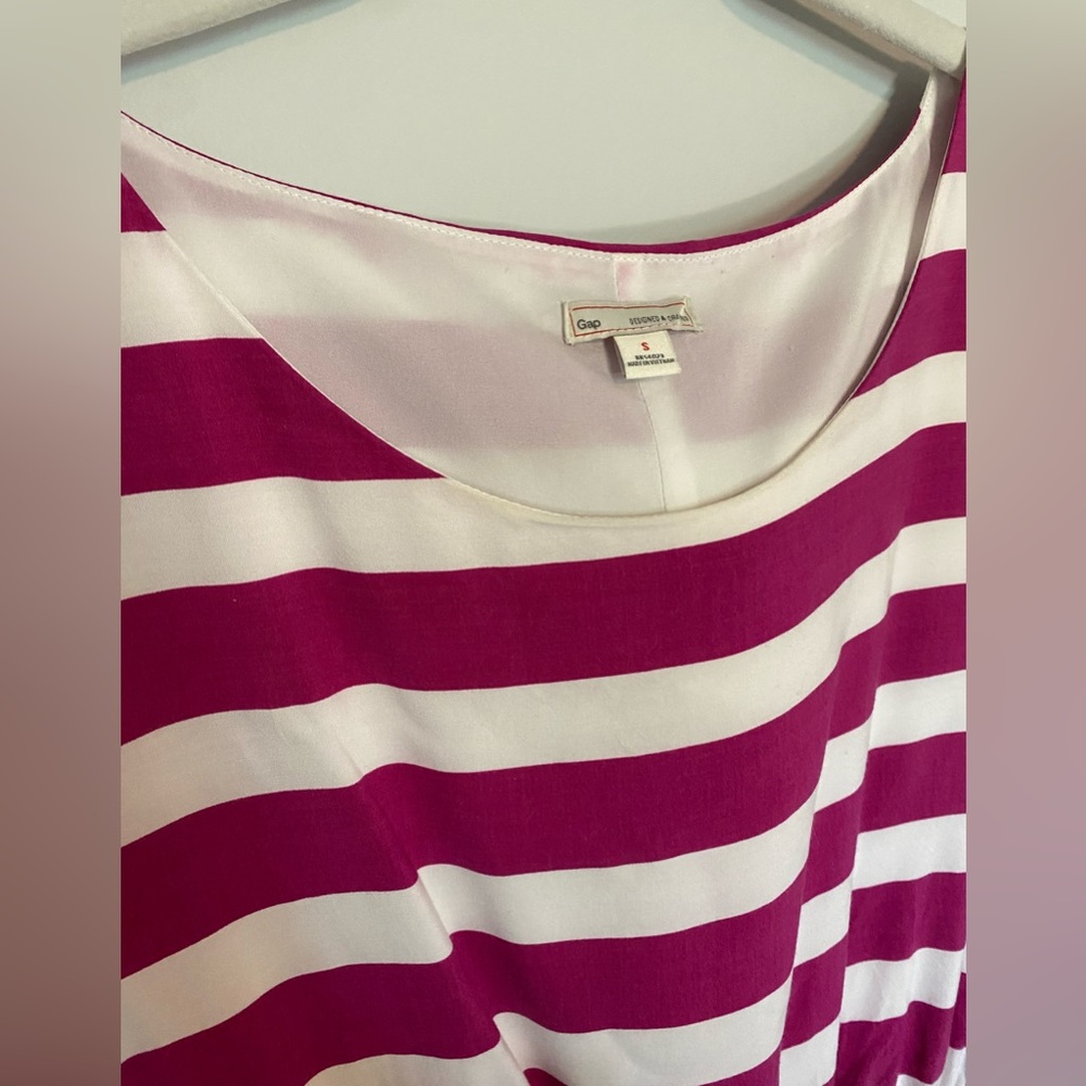 Gap Pink & White Striped Fit and Flare Dress